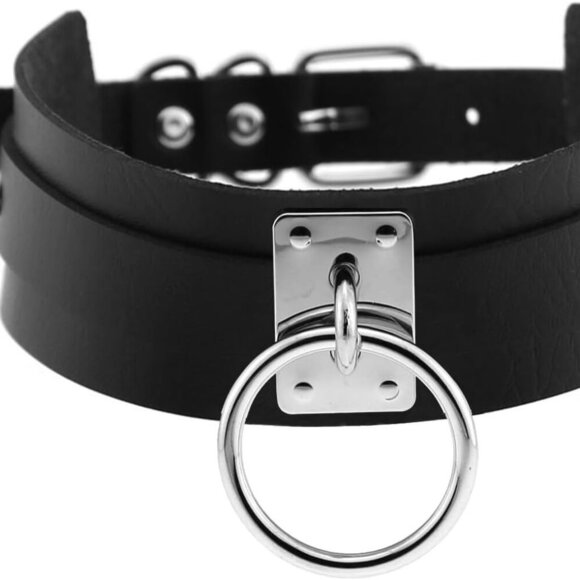 Jewelry - Goth Choker Necklace for Women,Adjustable Soft Leather Collar Punk Emo Costume N